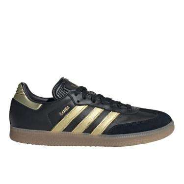 Imagem de adidas Samba Messi Tênis de futebol masculino, edição limitada com cabedal de couro macio e sola de borracha, Preto/Dourado, 42 BR