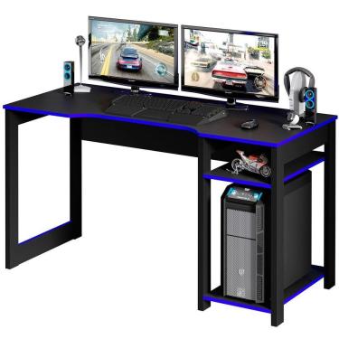 Imagem de Mesa Para Computador Gamer Espaço Para 2 Monitores E Cpu Preto/azul