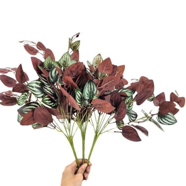 Imagem de Kit 3 Peperômia Roxa Lambari 48Cm Planta Artificial Jardim