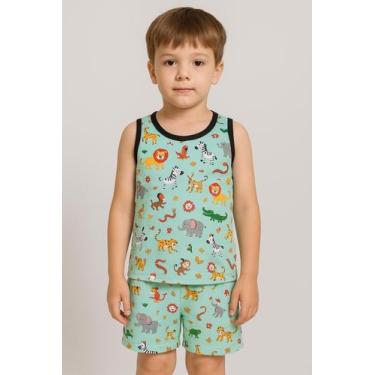 Imagem de Pijama Infantil Menino Regata Dinossauro Curto Verão estampa - NoBrand