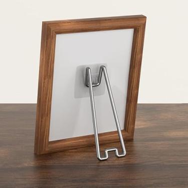 Imagem de Suporte adesivo para moldura, cavalete de metal com autoadesivo para exibição de fotos, para porta-retratos de 18 a 26 cm de altura (prata, pequeno)