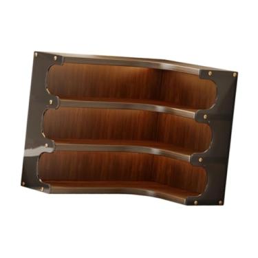 Imagem de Ioensy Organizador de canto para mesa, suporte para copos de água, prateleira de madeira moderna para banheiro, sala de jantar e hotel, Marrom