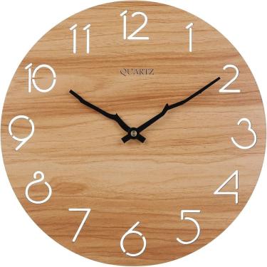 Imagem de Relógio de parede Moderno, MDF, 25 cm, relógio de quartzo antiaderente