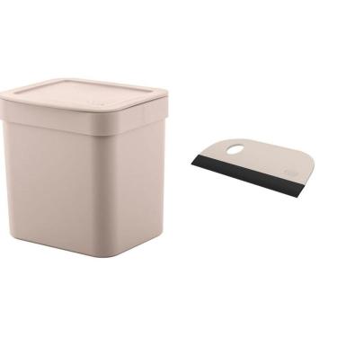 Imagem de Kit Lixeira Trium C Tampa 4,7Litros + Rodinho De Pia Cozinha