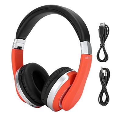 Imagem de Fone de ouvido Bluetooth, fone de ouvido com microfone sem fio fone de ouvido, design de feixe telescópico para PC de jogos de computador(laranja)