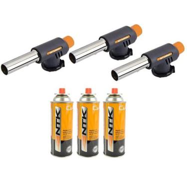 Imagem de Kit 3 maçarico portatil grafite automatico manual globalmix - gt6009 +