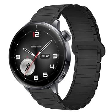 Imagem de Compatível com pulseiras OnePlus Watch 2R, pulseira magnética esportiva de silicone magnético de 22 mm compatível com OnePlus Watch 2 de 46 mm / 2R / 1 (preta, pulseira de tamanho de 22 mm)