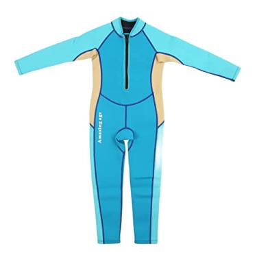 Imagem de Roupa de Mergulho Infantil Neoprene Cores Brilhantes Mangas Compridas Design de Zíper Quente para Mergulho e Surf (Tamanho 8)