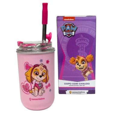 Imagem de Copo Inox Com Canudo E Tampa 300Ml Patrulha Canina Skye - Zc - Zona Cr