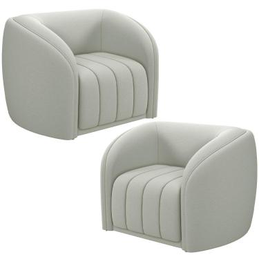 Imagem de Kit 2 Poltronas Decorativa Para Sala Lazio M03 Veludo Creme - Lyam Decor