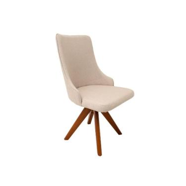 Imagem de Cadeira De Jantar Roma Giratória Revestida Em Tecido Linho Bege Cor Creme