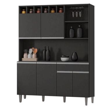 Imagem de Armário Para Cozinha Ambiente Kit Alice Cinza Fosco - Ajl