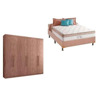 Imagem de Cama Box Casal + Colchão American Herval + Guarda Roupa Imaginare 6.4 Atacama-jatobá