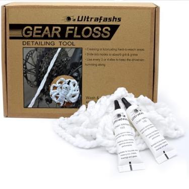 Imagem de Corda de limpeza de microfibra Gear Floss mais creme lubrificante, para limpar áreas difíceis de limpar, como polias de transmissão de bicicleta, parafusos de avanço de impressora 3D, etc. (40 cordas