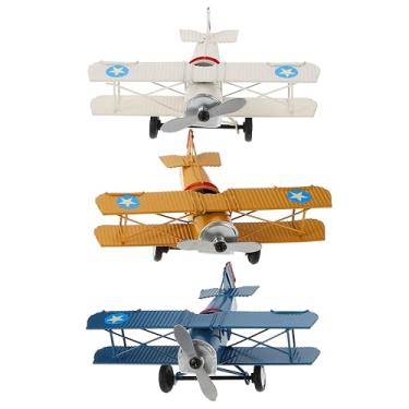 Imagem de SEWACC 3pcs Vintage Airplane Decor Iron Plane Ornament Model Airplane Kit Home Office Decor
