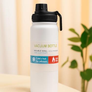 Imagem de Garrafa Térmica Premium de Aço Inox, 800ml, Com Alça e Bico Para Academia, Escritório e Viagens (Branca)