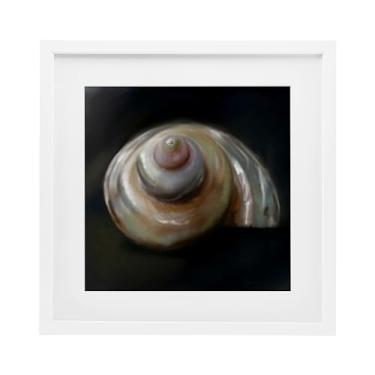 Imagem de Stupell Industries Impressão emoldurada branca de concha do mar em espiral sob vidro, design de Mary Sparrow, 40,6 x 40,6 cm