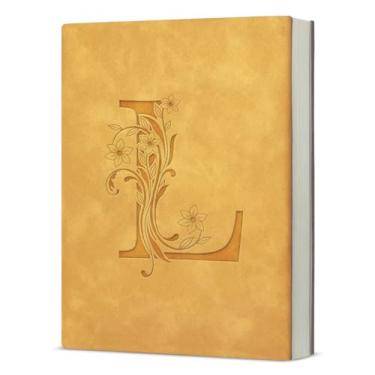 Imagem de Caderno com letra inicial L, monograma, presente para mulheres, meninas, formatura, aniversário, laranja