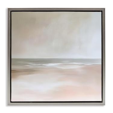 Imagem de Stupell Industries Muted Landscape Soft Coast Gray Framed Floater Canvas Wall Art, design by Petal Prints Design, 25 x 25