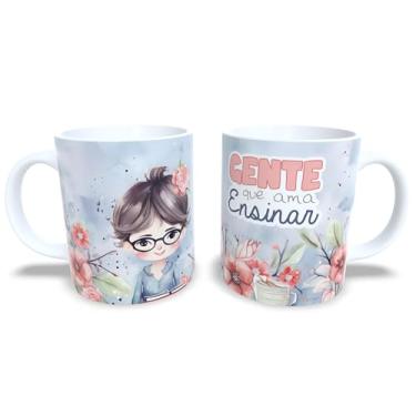 Imagem de Caneca Professora Floral em Cerâmica, 325ml, Decorada com Flores Coral e Mensagem Melhor Professora, para Presente Dia dos Professores (14100)