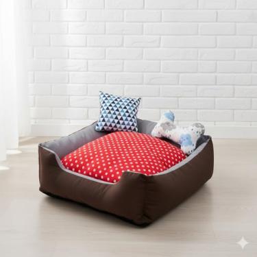 Imagem de Cama Pet Onix em Tricoline, 4 Tamanhos, Impermeável, com 2 Almofadas, Zíper Removível, 100% Algodão (Vermelho Minnie, Grande)