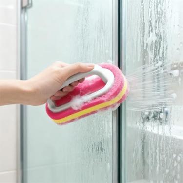 Imagem de Escova de limpeza com alça, limpador de chuveiro multiuso e limpador de escova de vaso sanitário, aderência ergonômica para limpeza de banheira, argamassa de azulejo, escovas de cozinha para esfregar