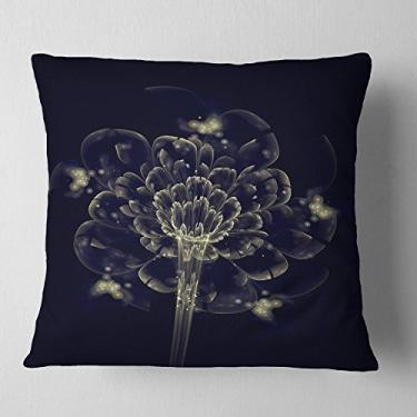 Imagem de Designart arte digital amarelo escuro flor fractal sala de estar, sofá, almofada de alta qualidade + capa de almofada impressa em ambos os lados 45,72 cm x 45,72 cm