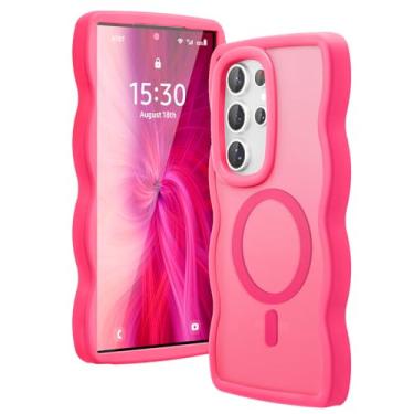 Imagem de Amzfield Capa protetora para Samsung Galaxy S24 Ultra compatível com Magsafe Ondulado Bonito Design Magnético Translúcido Fosco Rígido Silicone Bumper Capa Protetora para S24 Ultra Mulheres e Meninas