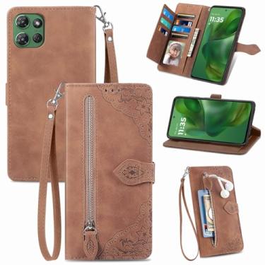 Imagem de Furiet Capa carteira para Motorola Moto G Stylus 5G 2025 com cordão de pulso, estampa de flor, bolso flip de couro, suporte para cartão, acessórios para celular, capa de celular para mulheres G5