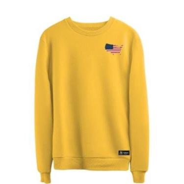 Imagem de Blusão Moletom Eua Masculino e Feminino Personalizado sem Capuz gola Redonda-Unissex