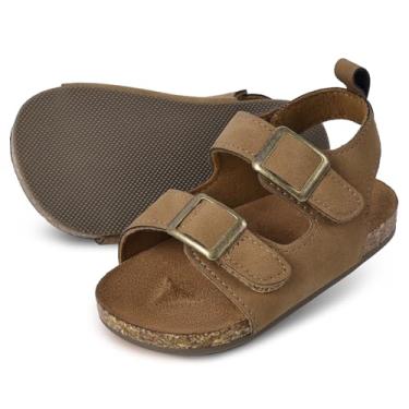 Imagem de CEPEPRIN Sandálias infantis para meninos e meninas com alças ajustáveis de , design leve de bico aberto, Marrom, 9 Toddler