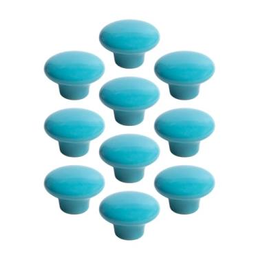 Imagem de Kit 12 Puxadores de Gaveta em Cerâmica e Porcelana para Armários e Móveis, 38mm, Decorativo (Azul Turquesa - MPPON107)