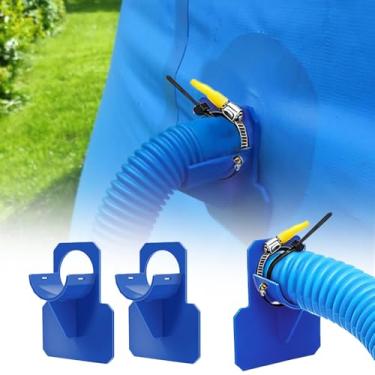 Imagem de 2 peças de suporte de mangueira de piscina - braçadeira ajustável de plástico durável para piscinas acima do solo, evita que o tubo torça e caia, fácil instalação, acessório de mangueira de piscina