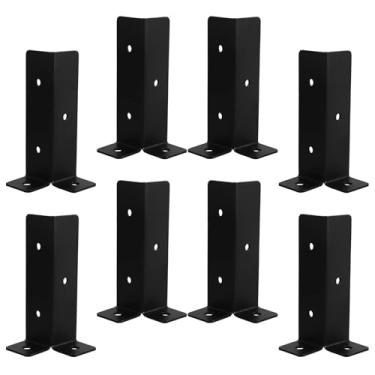 Imagem de KKSFBNKSK 8 peças Suporte de base de placa inferior de moldura de madeira para cerca de cerca de poste suporte de âncora para ambientes externos clima confiável