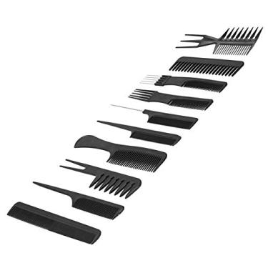 Imagem de LiebeWH Conjunto de Pente de Cabelo de 10 Peças, Escovas de Cabelo Pretas, Material PP, Ferramenta de Estilo para Cuidados Com Os , Cabo Antiderrapante, Dentes de Pente Suaves, Barbeiro de Salão de Beleza, Acabamento Requintado Especial, Adequado para Diferentes
