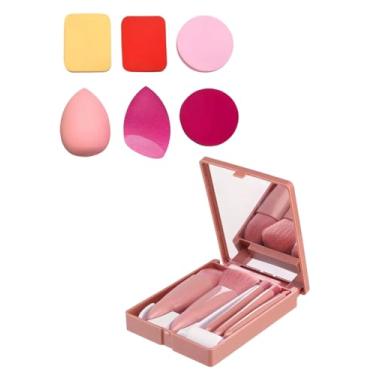 Imagem de Kit de Maquiagem Completo com Estojo, Espelho, 6 Pincéis e 6 Esponjas – Ideal para Presente e Uso Diário