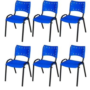 Imagem de Cadeira Iso Base Preto , Escritório Azul Kit 6 Un