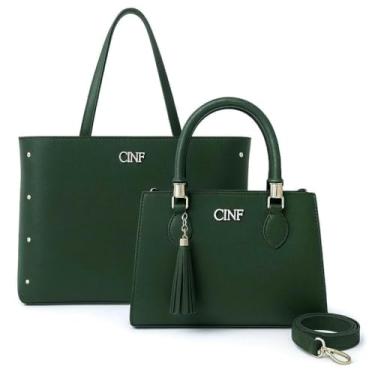 Imagem de Bolsa Sacola Grande + Transversal Média Kit Com 2 Peças (Verde Militar)