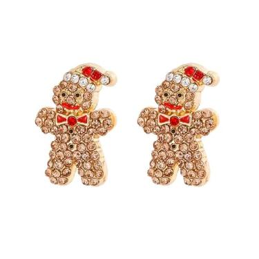 Imagem de Brincos de Natal para mulheres, lâmpadas coloridas, brincos delicados de cristal brilhante, doces, gengibre, homem, veado, rena, árvore de Natal, floco de neve, acessórios, Medium, Liga de aço