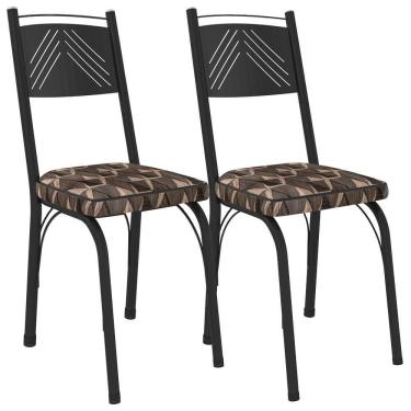 Imagem de Kit 2 Cadeiras Tubular Europa 151 Preto Assento Mosaico Palha Artef Mosaico Palha