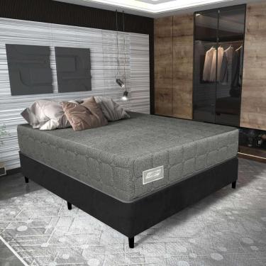 Imagem de Cama Box Conjugado Casal Com Colchão 138x69x188 Cloud Gazin Cr35312 Grafite-preto