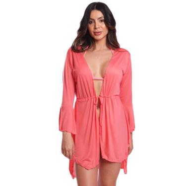 Imagem de Saída Praia Piscina Cinto Ponta Chemize Amarrar Vih Triny Rosa-Feminino
