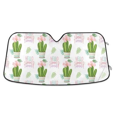 Imagem de SEHANY Pára-brisa de carro cacto planta verde para-sol dobrável janela frontal protetor de viseira solar para carro, SUV, caminhão - Mantenha o veículo fresco, 139 x 70 centímetros