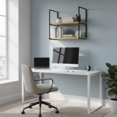 Imagem de Prateleira Industrial Suporte Retangular Aba Meio 30x60cm