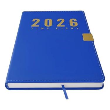 Imagem de Agenda 2026 Executiva Diária Couro Anual Planner 344 Folhas Adequado para trabalho e estudo(AZUL)
