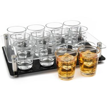 Imagem de TAOUNOA Conjunto de copos de shot, pacote com 12 com bandeja, copos de café expresso, vidro pesado líquido, 26 medidas incrementais, 51 g, 6 colheres de chá, 2 colheres de chá, 45 ml