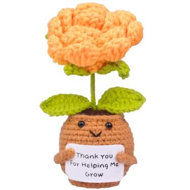 Imagem de CoFuBcad Mini Positive Crochet Rose Doll Gifts, Handmade Emotional Support Knit Toys with Card, Mothers Day, Christmas, Valentine's Day, Birthday Present Idea - Knitted Desk Decor