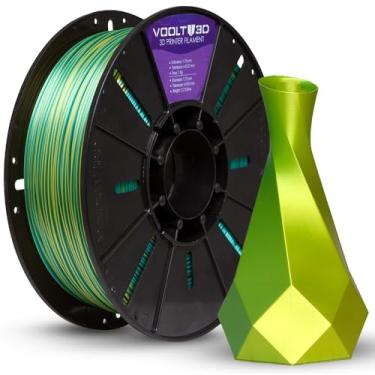 Imagem de Filamento PLA Duo Color Dourado e Verde 1kg 1,75mm - Duas Cores - Para Impressora 3D FDM - Nacional Voolt3D