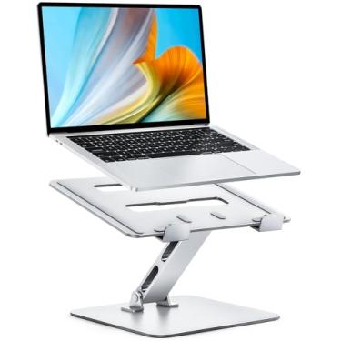 Imagem de Niweya Suporte de laptop ergonômico ajustável para mesa, suporte dobrável para computador, suporte de alumínio estável para notebook e suporte portátil compatível com MacBook Pro/Air de 10 a 16
