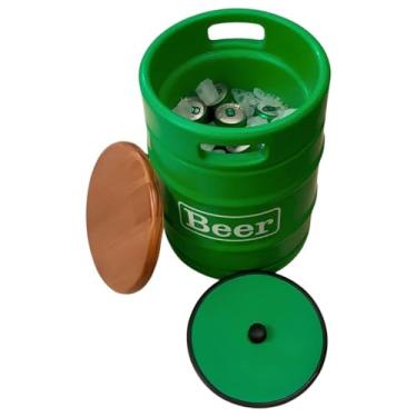 Imagem de Banco Cooler Barril 28L com Tampo de Madeira – Decorativo, Resistente e Multiuso para Bebidas, Assentos e Ambientes Gourmet – Cor Branco